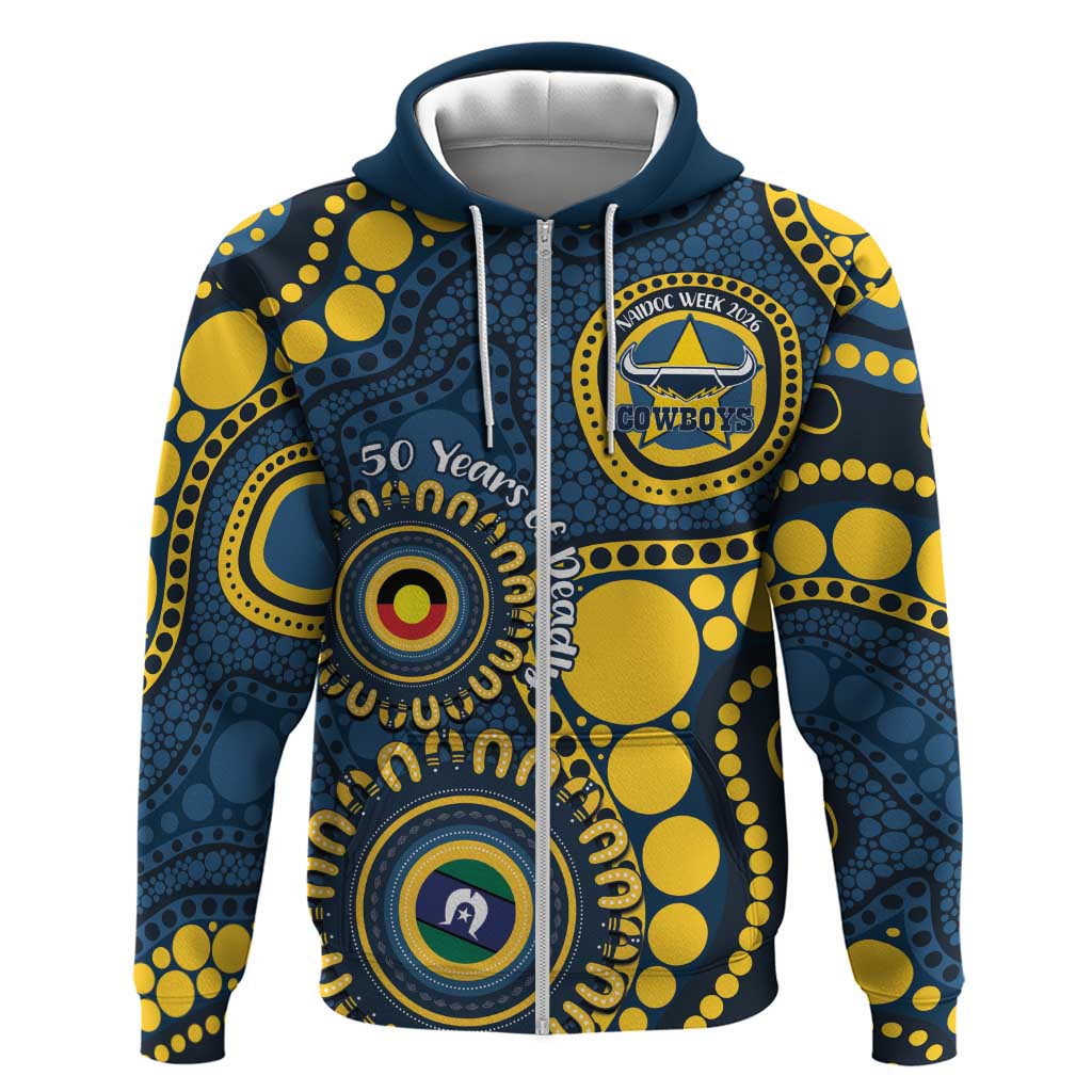 Cowboys NAIDOC Week 2026 Personalised Zip Hoodie 50 Years of Deadly Aboriginal Art