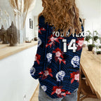 (Custom Text And Number) Western Bulldogs Football Women Casual Shirt Polynesian Tribal Mix Tropical Hawaiian Style LT14
