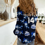(Custom Text And Number) North Melbourne Football Women Casual Shirt Kangaroos Polynesian Tribal Mix Tropical Hawaiian Style LT14