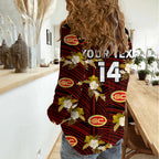 (Custom Text And Number) Gold Coast Football Women Casual Shirt Suns Polynesian Tribal Mix Tropical Hawaiian Style LT14