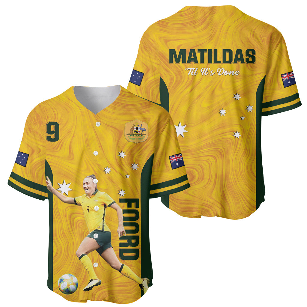 Australia Soccer Baseball Jersey Foord Matildas - Gold Marble