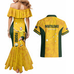 Australia Soccer Couples Matching Mermaid Dress and Hawaiian Shirt Foord Matildas - Gold Marble