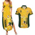 Australia Soccer Couples Matching Summer Maxi Dress and Hawaiian Shirt Foord Matildas - Gold Marble