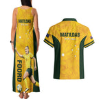Australia Soccer Couples Matching Tank Maxi Dress and Hawaiian Shirt Foord Matildas - Gold Marble