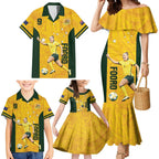Australia Soccer Family Matching Mermaid Dress and Hawaiian Shirt Foord Matildas - Gold Marble