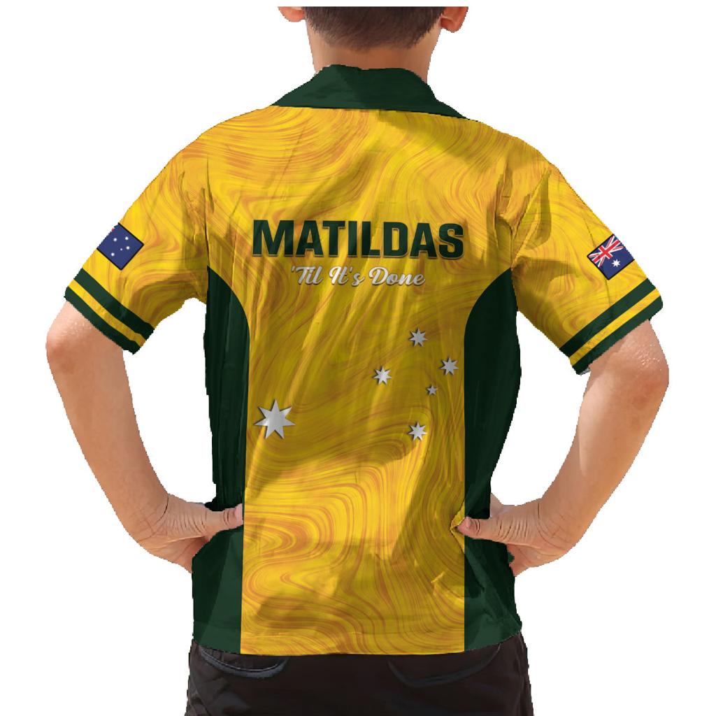 Australia Soccer Family Matching Mermaid Dress and Hawaiian Shirt Foord Matildas - Gold Marble