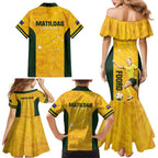 Australia Soccer Family Matching Mermaid Dress and Hawaiian Shirt Foord Matildas - Gold Marble