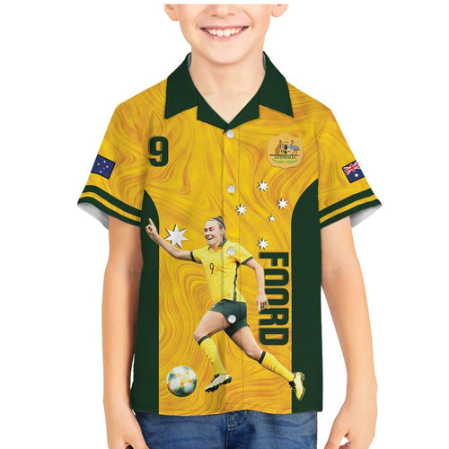 Australia Soccer Family Matching Mermaid Dress and Hawaiian Shirt Foord Matildas - Gold Marble