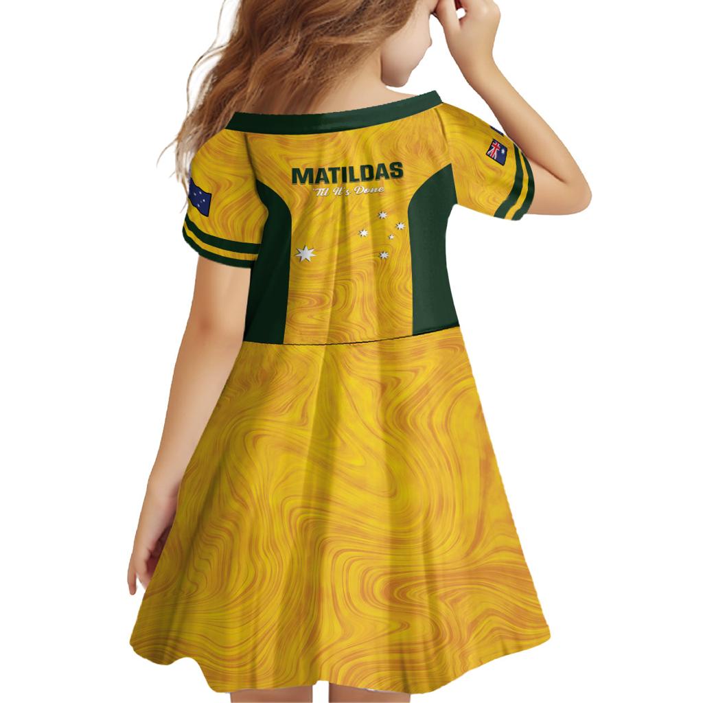 Australia Soccer Family Matching Off Shoulder Maxi Dress and Hawaiian Shirt Foord Matildas - Gold Marble