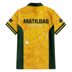 Australia Soccer Family Matching Off Shoulder Maxi Dress and Hawaiian Shirt Foord Matildas - Gold Marble