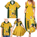 Australia Soccer Family Matching Summer Maxi Dress and Hawaiian Shirt Foord Matildas - Gold Marble
