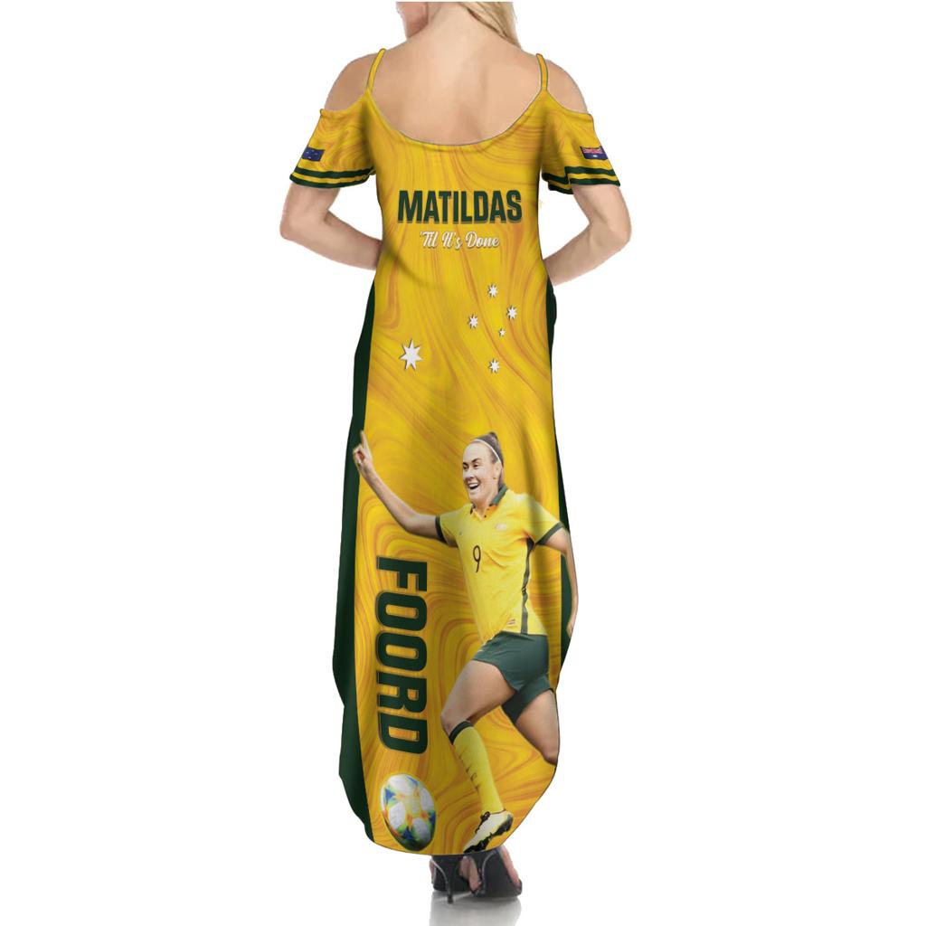 Australia Soccer Family Matching Summer Maxi Dress and Hawaiian Shirt Foord Matildas - Gold Marble