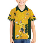 Australia Soccer Family Matching Summer Maxi Dress and Hawaiian Shirt Foord Matildas - Gold Marble