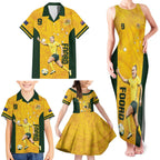 Australia Soccer Family Matching Tank Maxi Dress and Hawaiian Shirt Foord Matildas - Gold Marble