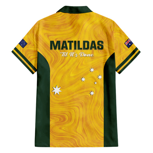 Australia Soccer Hawaiian Shirt Foord Matildas - Gold Marble