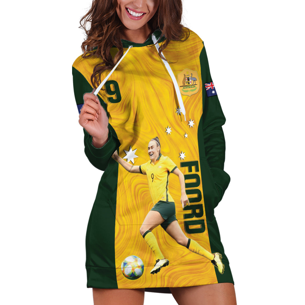 Australia Soccer Hoodie Dress Foord Matildas - Gold Marble