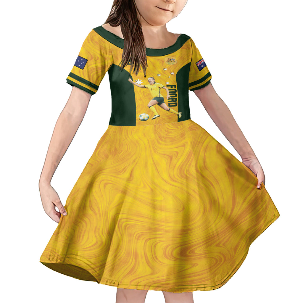 Australia Soccer Kid Short Sleeve Dress Foord Matildas - Gold Marble
