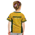 Australia Soccer Kid T Shirt Foord Matildas - Gold Marble