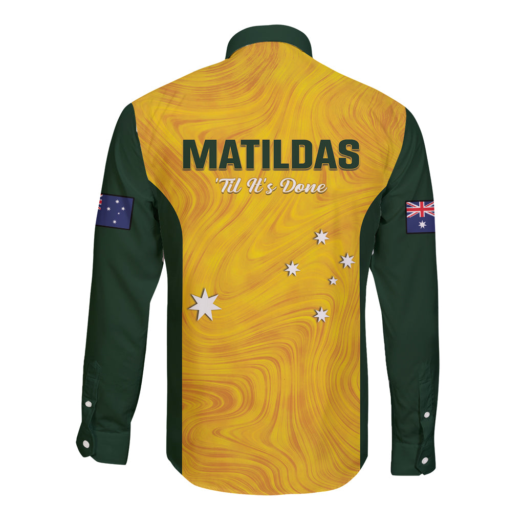 Australia Soccer Long Sleeve Button Shirt Foord Matildas - Gold Marble
