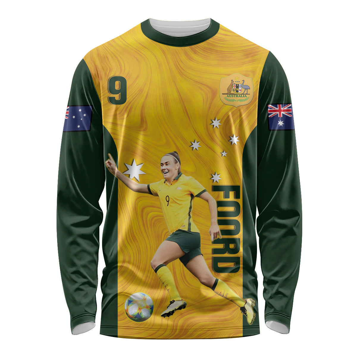 Australia Soccer Long Sleeve Shirt Foord Matildas - Gold Marble