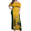 Australia Soccer Off Shoulder Maxi Dress Foord Matildas - Gold Marble