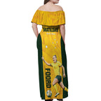 Australia Soccer Off Shoulder Maxi Dress Foord Matildas - Gold Marble