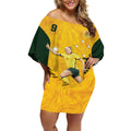 Australia Soccer Off Shoulder Short Dress Foord Matildas - Gold Marble