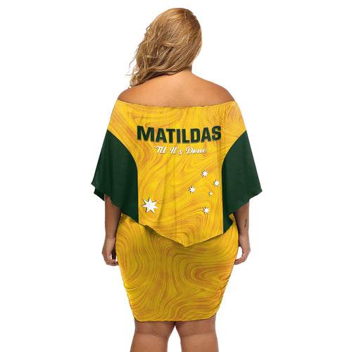 Australia Soccer Off Shoulder Short Dress Foord Matildas - Gold Marble
