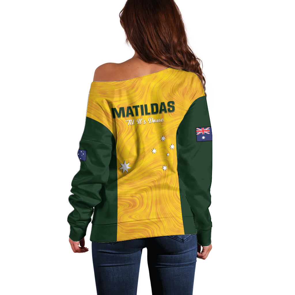 Australia Soccer Off Shoulder Sweater Foord Matildas - Gold Marble