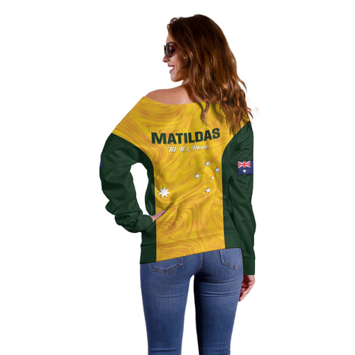 Australia Soccer Off Shoulder Sweater Foord Matildas - Gold Marble