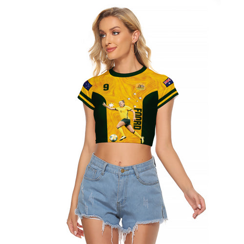 Australia Soccer Raglan Cropped T Shirt Foord Matildas - Gold Marble