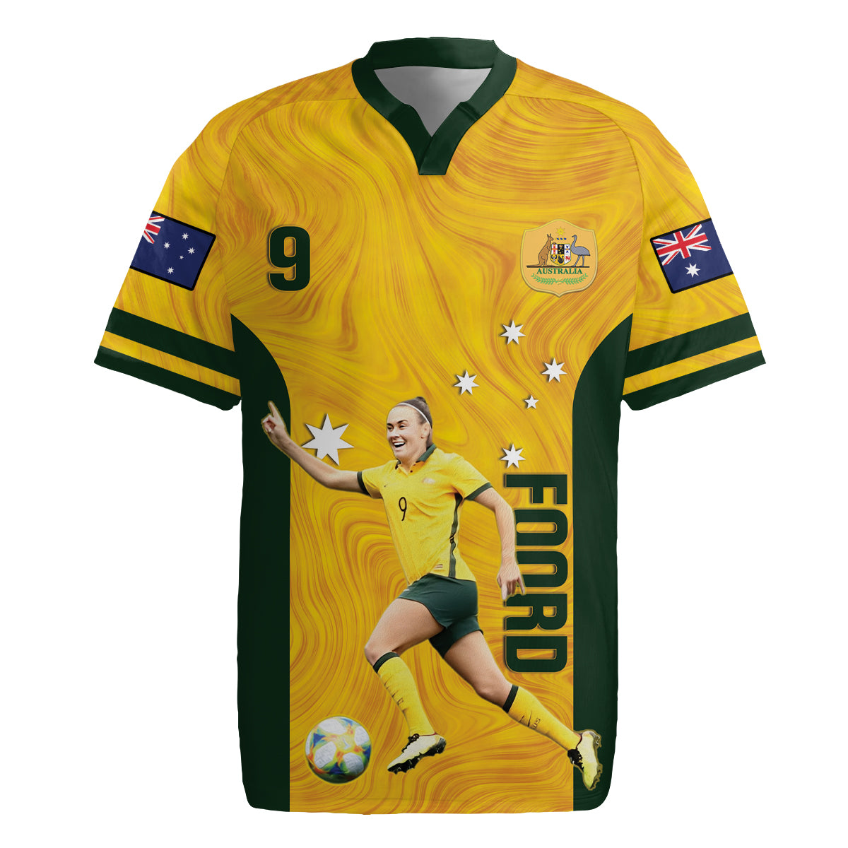Australia Soccer Rugby Jersey Foord Matildas - Gold Marble
