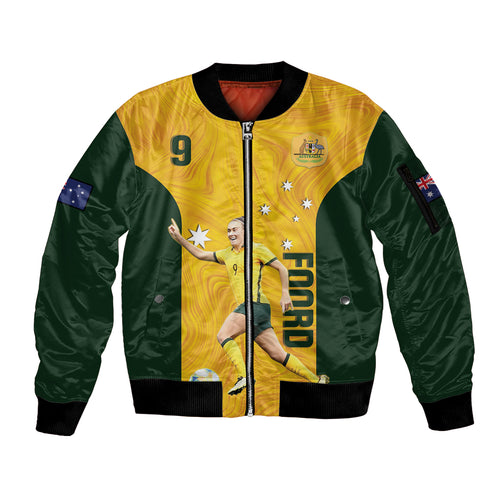 Australia Soccer Sleeve Zip Bomber Jacket Foord Matildas - Gold Marble