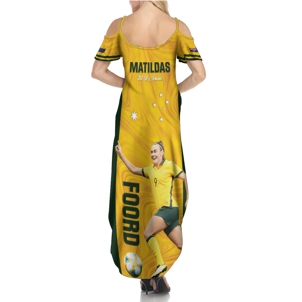Australia Soccer Summer Maxi Dress Foord Matildas - Gold Marble