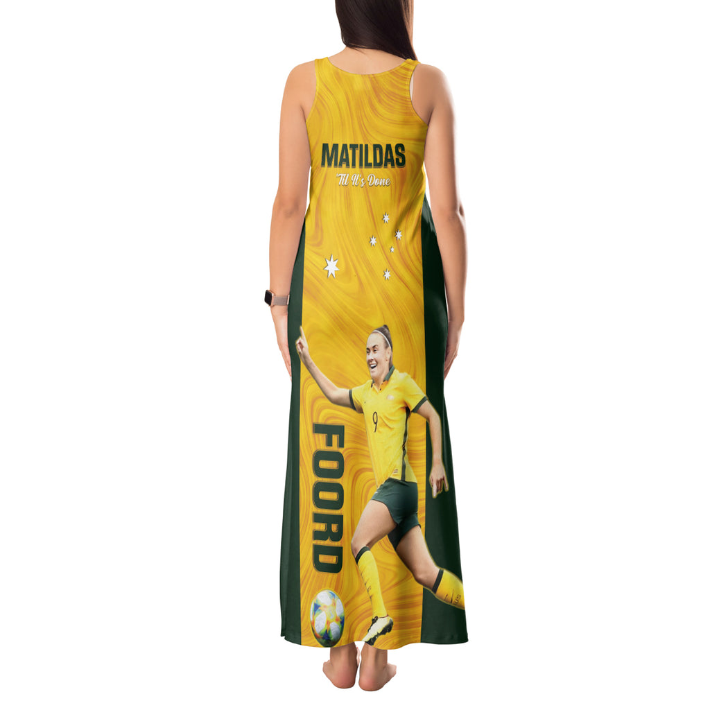 Australia Soccer Tank Maxi Dress Foord Matildas - Gold Marble