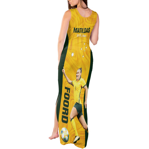 Australia Soccer Tank Maxi Dress Foord Matildas - Gold Marble