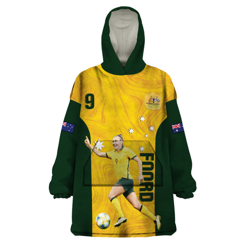 Australia Soccer Wearable Blanket Hoodie Foord Matildas - Gold Marble