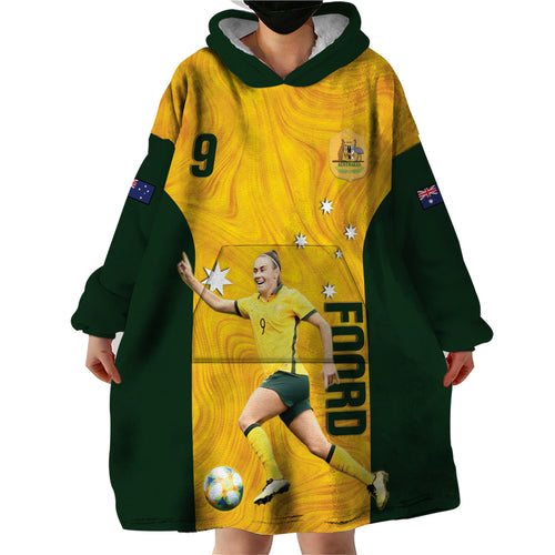 Australia Soccer Wearable Blanket Hoodie Foord Matildas - Gold Marble