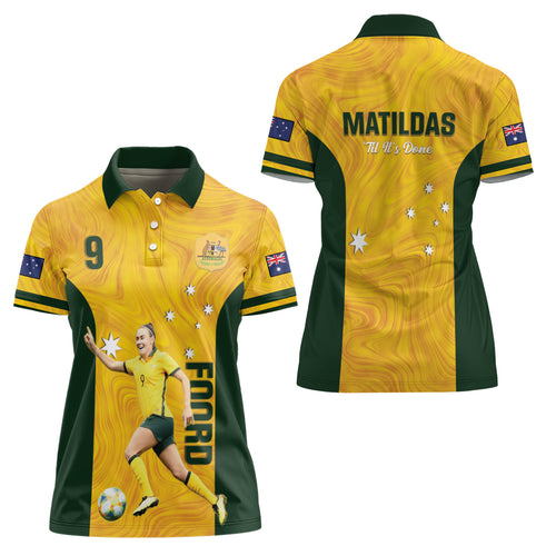 Australia Soccer Women Polo Shirt Foord Matildas - Gold Marble