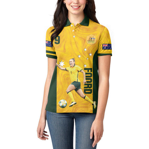 Australia Soccer Women Polo Shirt Foord Matildas - Gold Marble