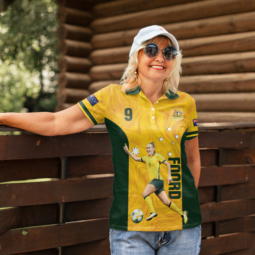 Australia Soccer Women Polo Shirt Foord Matildas - Gold Marble