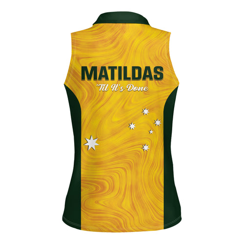 Australia Soccer Women Sleeveless Polo Shirt Foord Matildas - Gold Marble