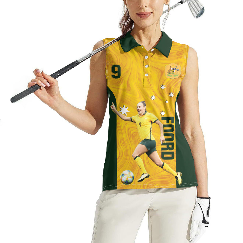 Australia Soccer Women Sleeveless Polo Shirt Foord Matildas - Gold Marble