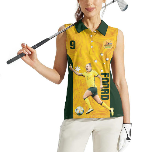 Australia Soccer Women Sleeveless Polo Shirt Foord Matildas - Gold Marble