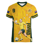 Australia Soccer Women V-Neck T-Shirt Foord Matildas - Gold Marble