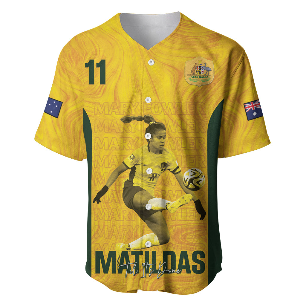 Australia Soccer Baseball Jersey Fowler Matildas - Gold Marble