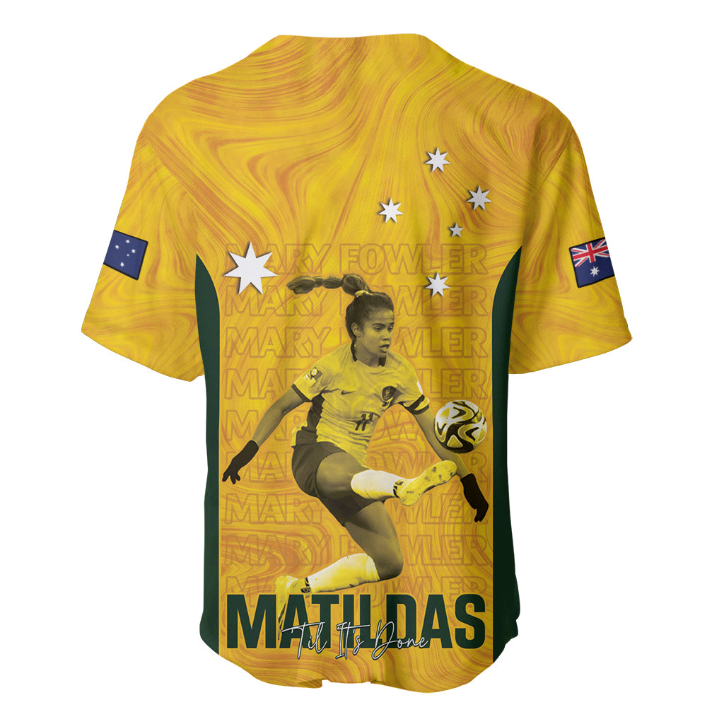 Australia Soccer Baseball Jersey Fowler Matildas - Gold Marble