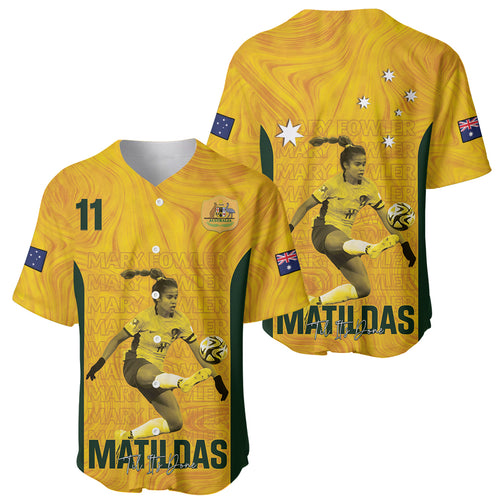 Australia Soccer Baseball Jersey Fowler Matildas - Gold Marble
