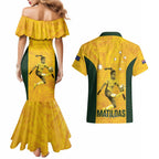 Australia Soccer Couples Matching Mermaid Dress and Hawaiian Shirt Fowler Matildas - Gold Marble