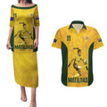 Australia Soccer Couples Matching Puletasi and Hawaiian Shirt Fowler Matildas - Gold Marble